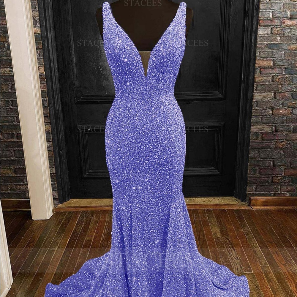 Purple sequin prom dress